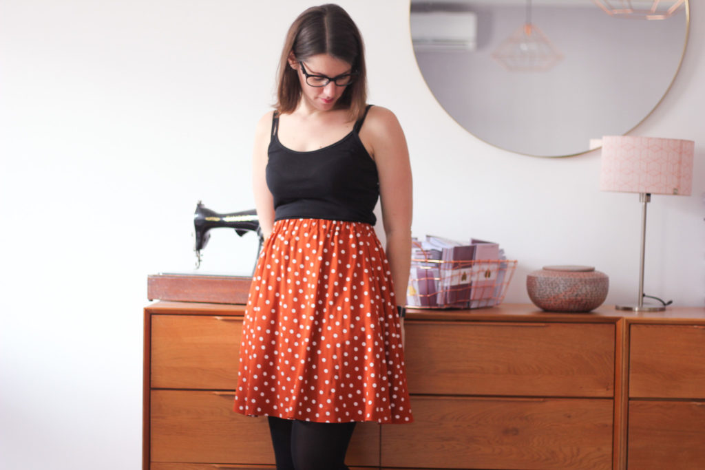 Jupe Bonjour - Atelier Scammit - Tissu Dancing Polka - Lise Tailor