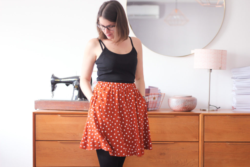 Jupe Bonjour - Atelier Scammit - Tissu Dancing Polka - Lise Tailor