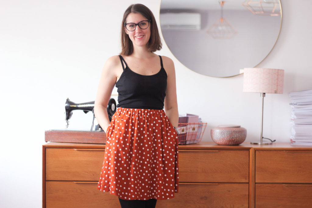 Jupe Bonjour - Atelier Scammit - Tissu Dancing Polka - Lise Tailor