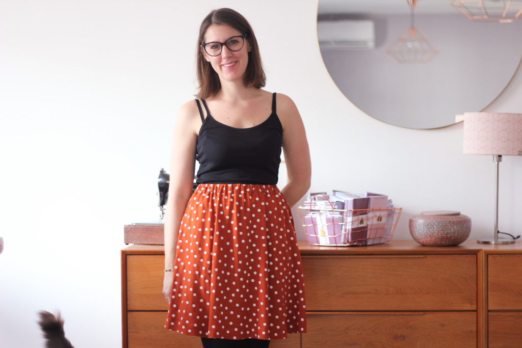 Jupe Bonjour - Atelier Scammit - Tissu Dancing Polka - Lise Tailor