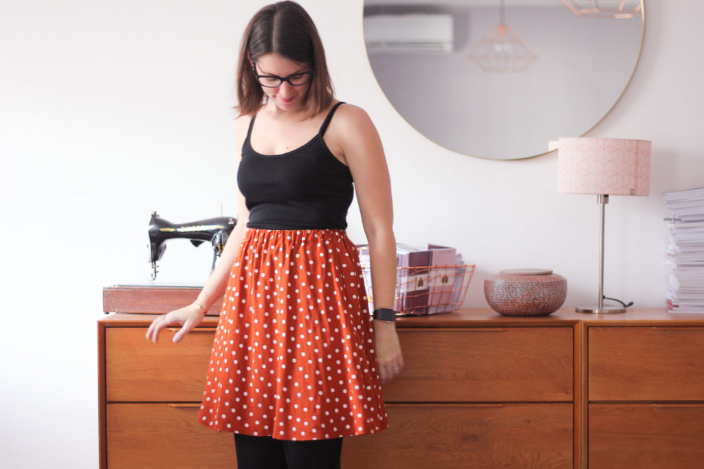 Jupe Bonjour - Atelier Scammit - Tissu Dancing Polka - Lise Tailor