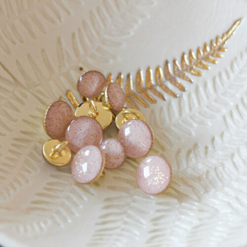 Bouton de bottine pailletté or - Rose pâle