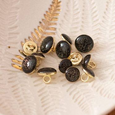 Bouton de bottine pailletté or - Noir