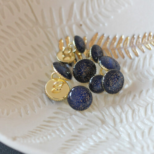 Bouton de bottine pailletté or - Bleu marine