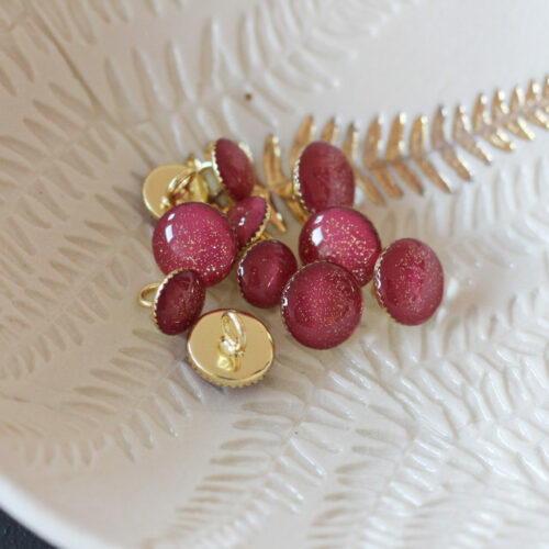 Bouton de bottine pailletté or - Fuchsia