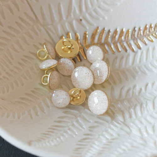 Bouton de bottine pailletté or - Blanc cassé