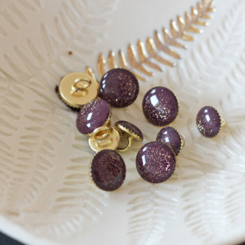 Bouton de bottine pailletté or- Violet