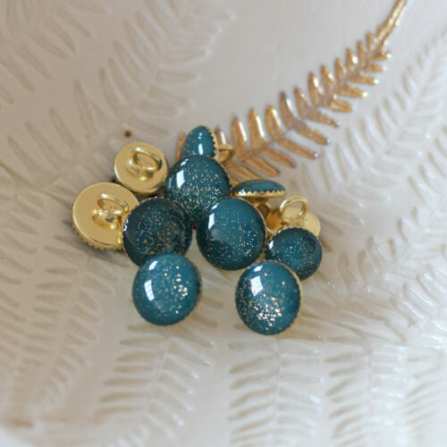 Bouton de bottine pailletté or - Vert sapin