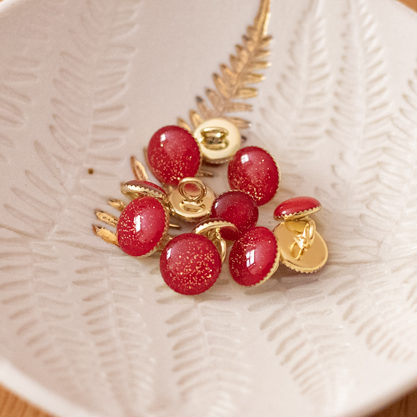 Bouton de bottine pailletté or - Rouge