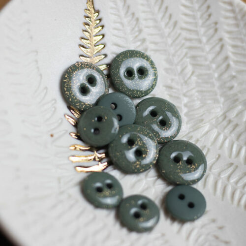 Bouton glitter deux trous - Verveine