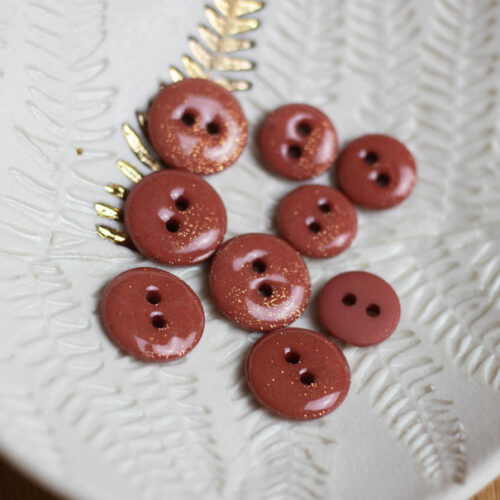Bouton glitter deux trous - Terracotta