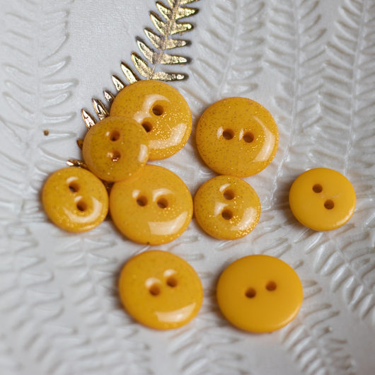 Bouton glitter deux trous - Jaune