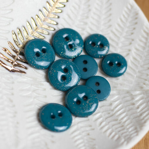 Bouton glitter deux trous - Vert sapin