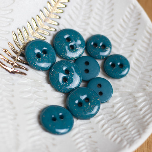 Bouton glitter deux trous - Vert sapin