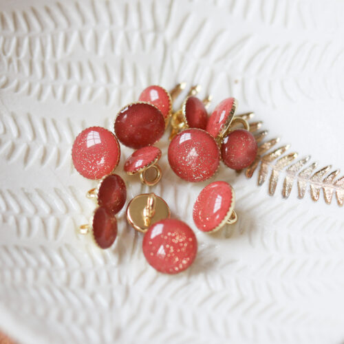 Bouton de bottine pailletté or - Terracotta