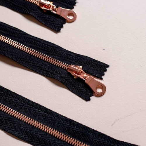 Fermeture éclair or rose - Petite tirette - Noir