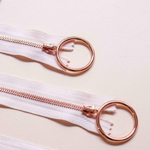 Fermeture éclair or rose - Grosse tirette - Rose