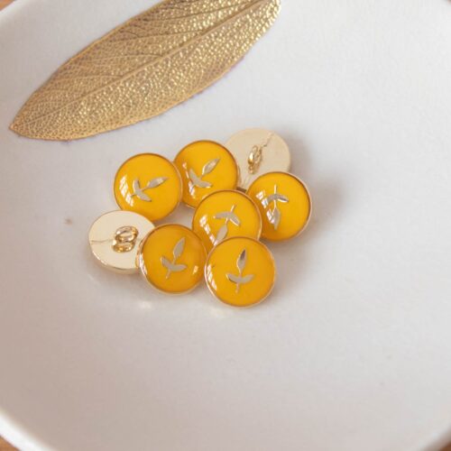 Bouton de bottine Feuillette - Jaune soleil