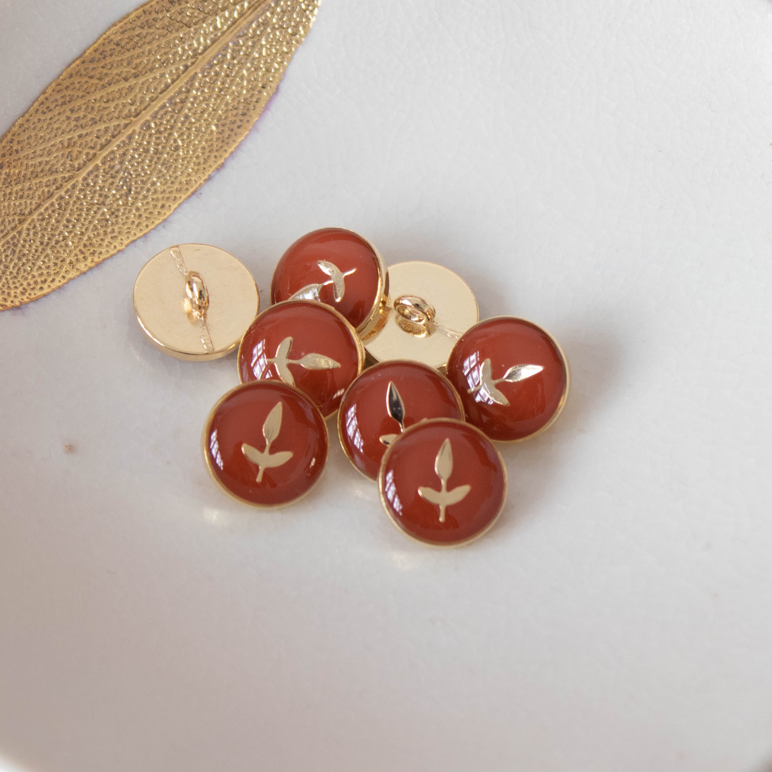 Bouton de bottine Feuillette - Caramel