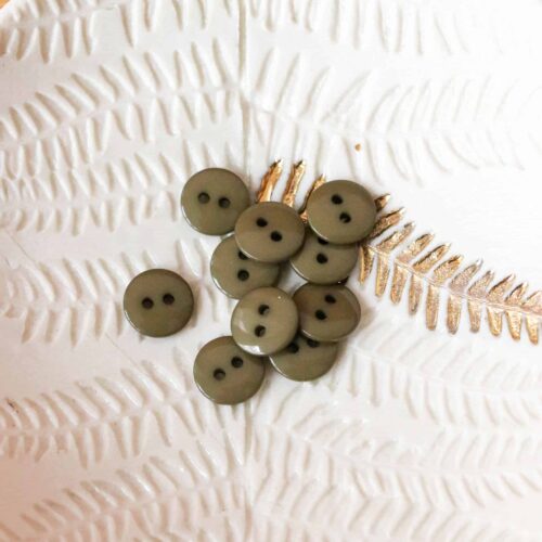 Bouton plat brillant - Kaki