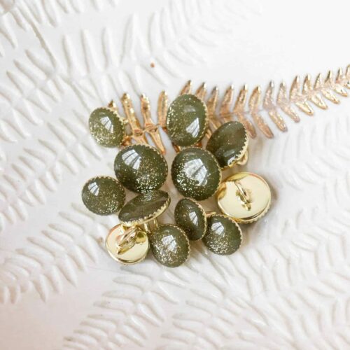 Bouton de bottine pailletté or - Kaki