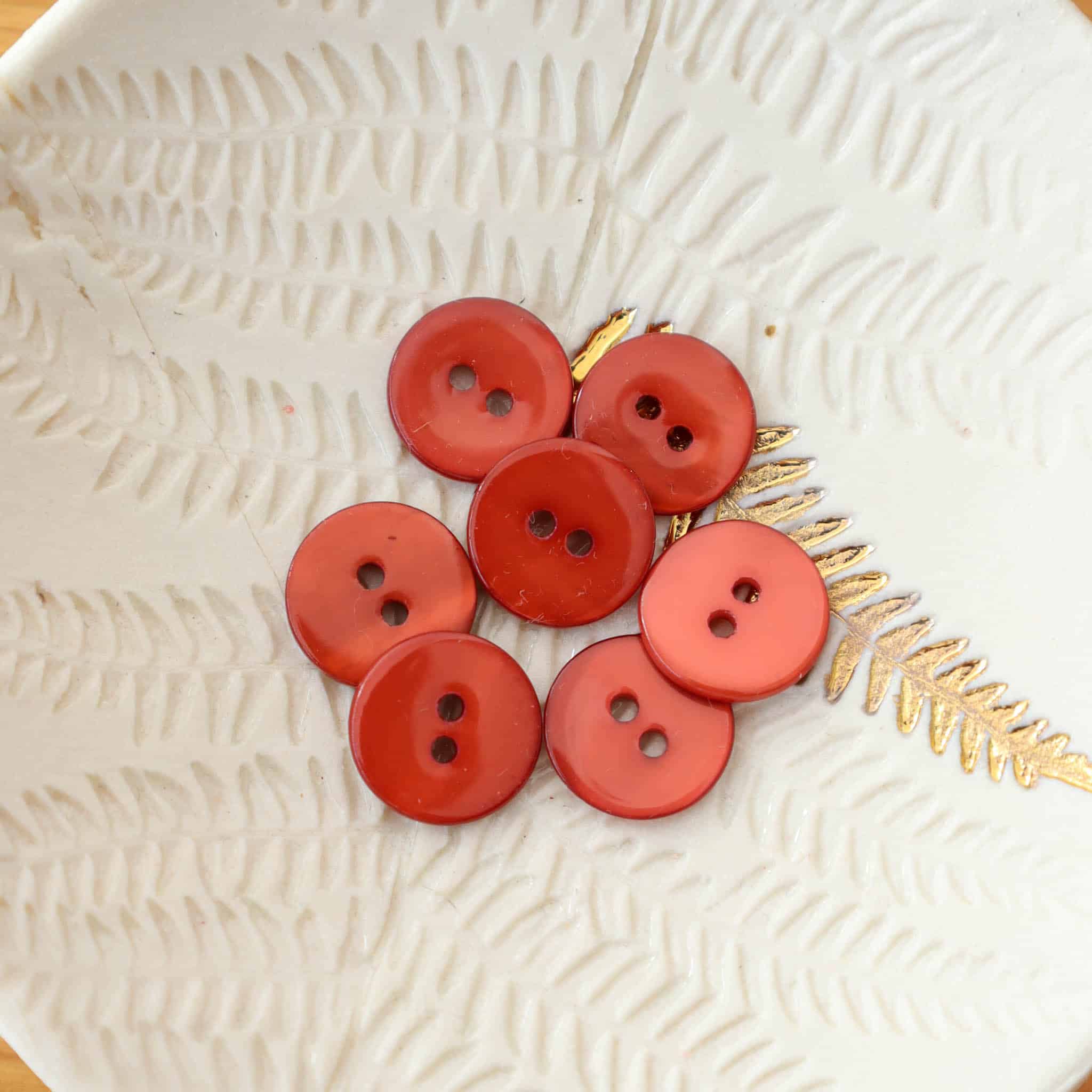 Bouton en nacre plat - Terracotta