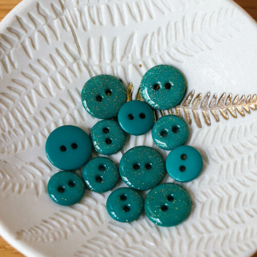 Bouton glitter deux trous - Emeraude
