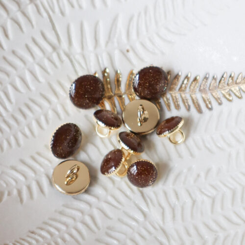 Bouton de bottine pailletté or - Châtaigne