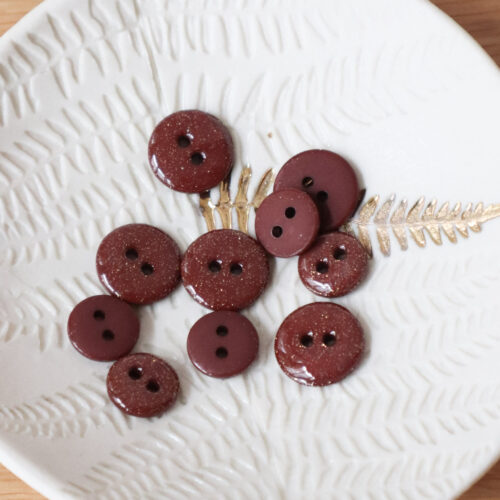 Bouton glitter deux trous - Châtaigne